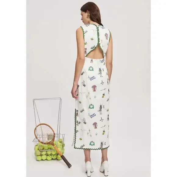 Alemais play embroidered midi dress US 2 - Picture 3 of 9